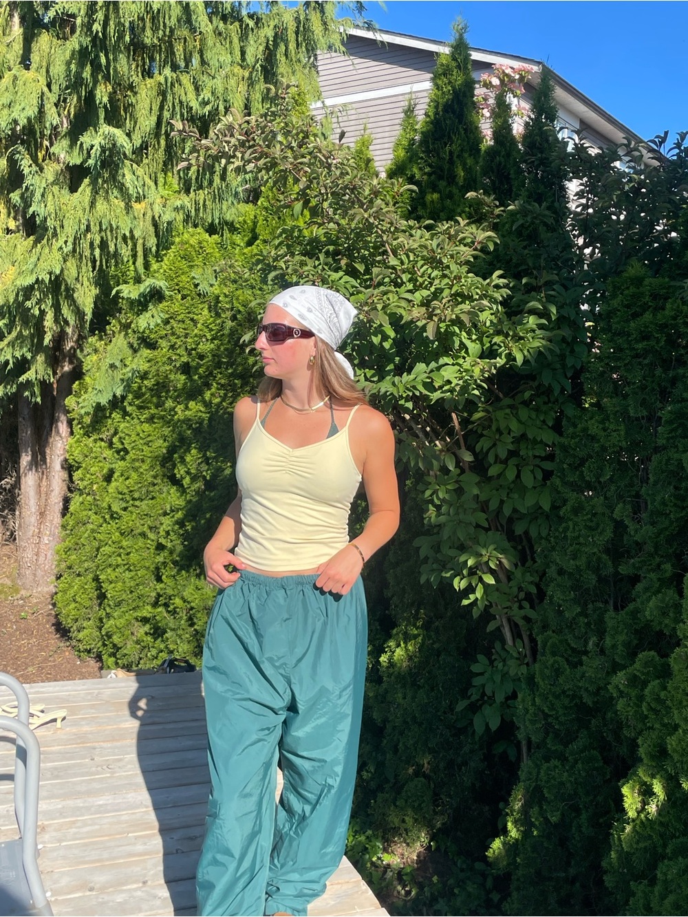 Teal Elastic-Waist Windbreaker Hiking Pants - Picture 2 of 4